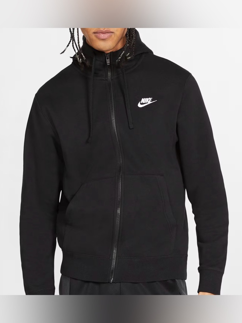 Nike Sportswear Club Fleece embroidered full zip hoodie sweater sweatshirt black